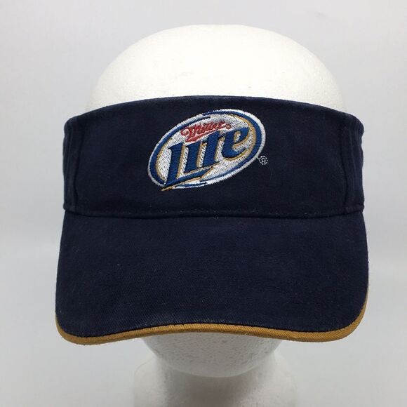 Vintage Miller Light Navy Visor Hat 100% Cotton with Velcro Backstrap - Picture 1 of 12